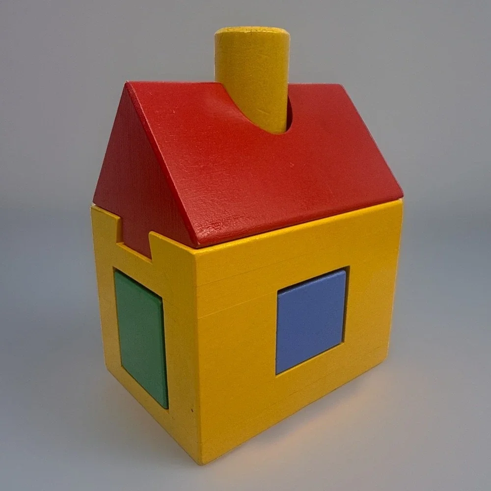 Vintage IKEA Primary Colors Wooden House Toy Puzzle 1980's-90's - Fast Shipping!